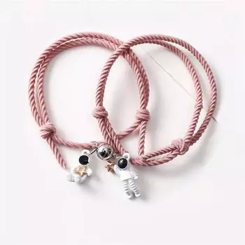 2 шт./компл. браслет для пары, магнитный притяжение, креативный браслет, браслет из веревки дружбы, браслет с милой звездой, браслет космонавта чёрный