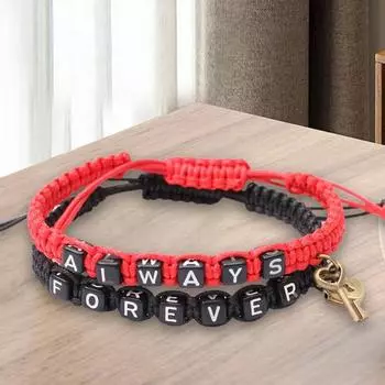 2 шт./компл. браслет для пары, ручной плетеный браслет «Романтическая любовь всегда и навсегда», женские браслеты, ювелирные изделия чёрный