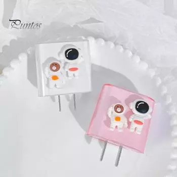 2 шт./компл. чехол для зарядного устройства с рисунком астронавта, защитный чехол для зарядного кабеля для передачи данных, комплект для iPhone 13Pro Max чистый/чёрный