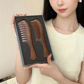 2 шт./компл. деревянная расческа для волос с мелкими широкими зубьями антистатическая расческа для массажа кожи головы для мужчин