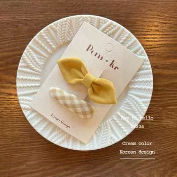 2 шт./компл., детская заколка для волос, корейская мода, простота, заколка с цветочным бантом для маленьких девочек, милая челка, боковая заколка, аксессуары для волос