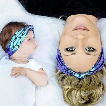 2 шт./компл. Детские аксессуары для волос, повязка на голову с бантом, повязка на голову для мамы и ребенка, повязка на голову в виде русалки blue