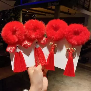 2 шт./компл. детские милые китайские новогодние резинки для волос аксессуары для волос D