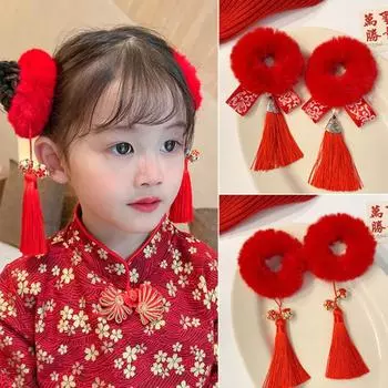 2 шт./компл. детские милые китайские новогодние резинки для волос аксессуары для волос D