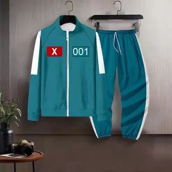 2 шт./компл. Детский комплект одежды, толстовка с длинным рукавом и воротником-стойкой, эластичная резинка на талии, длинные брюки 100 cm темно-зеленого