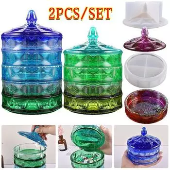 2 шт./компл. DIY штабелируемый ящик для хранения, формы для литья из эпоксидной смолы, силиконовые формы для банок для ручной работы, изготовление поделок 2PCS/Set