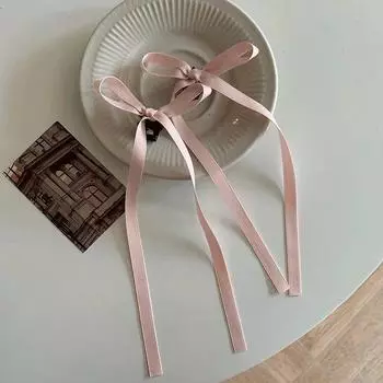 2 шт./компл. Длинный бант из ленты Заколка для волос Модные Милые Черные Мини-зажимы Заколка-краб Головной убор