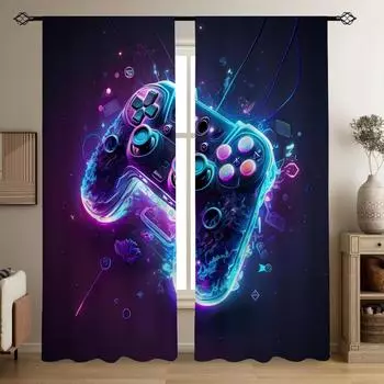 2 шт./компл. Фиолетовые Ручки Печатные Полупрозрачные Шторы Для Гостиной Игровой Комнаты Спальни Полиэстер Карманные Шторы Для Дома 2x50W130H(CM)&rod pocket