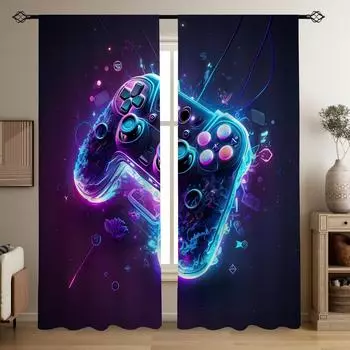 2 шт./компл. Фиолетовые Ручки Печатные Полупрозрачные Шторы Для Гостиной Игровой Комнаты Спальни Полиэстер Карманные Шторы Для Дома 2x50W130H(CM)&rod pocket