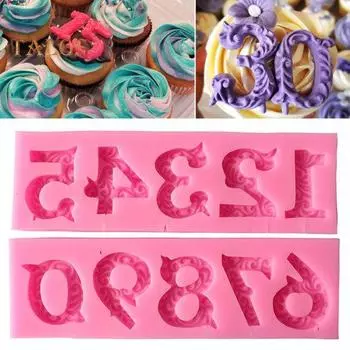 2 шт./компл. формы для десертов с гладкой поверхностью для выпечки, портативные экологически чистые DIY 0-9 цифровые формы для леденцов, бытовые принадлежности розовый
