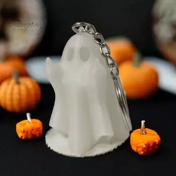 2 шт./компл. Хэллоуин Призрак Фигурка Брелок Светящиеся в темноте 3D Печатные солнцезащитные очки Средний палец Призрак Статуэтка из смолы Скульптура Украшение для рабочего стола B