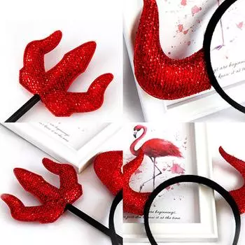 2 шт./компл. Хэллоуин Рог быка повязка на голову вилка набор реквизит для костюма вечеринки дьявол костыли косплей демон смешной красный головной убор украшение