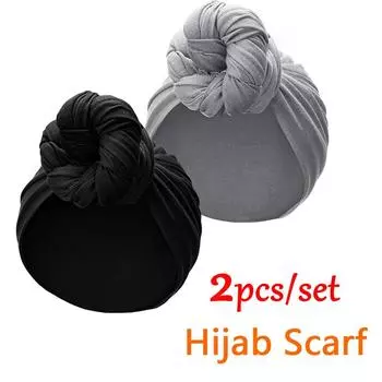 2 шт./компл. хиджаб женский вискоза элегантная исламская одежда мгновенный хиджаб для мусульманских платьев леди мягкий головной платок шарфы легкие тонкие черный белый