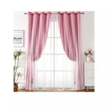 2 шт./компл., хит продаж, дизайн, полиэфирная ткань, роскошные окна США, ЕС, затемняющие шторы с высоким затемнением для дома 132x160cm розовый