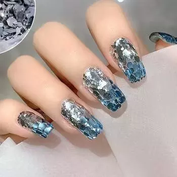 2 шт./компл. хлопья для ногтей с эффектом русалки, блестящие синие блестящие шестигранные красочные блестки