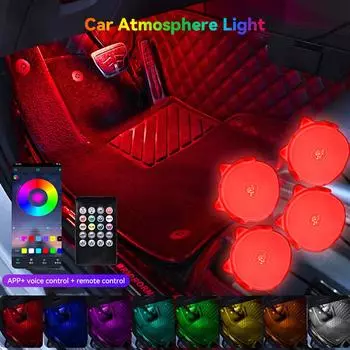 2 шт./компл. или 4 шт./компл. 5 В USB светодиодная подсветка салона автомобиля, подсветка для создания атмосферы, окружающее настроение, подсветка для ног, USB декоративная лампа, автоматическое голосовое управление, аксессуары 2Pcs/Set USB