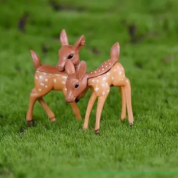 2 шт./компл., искусственные мини-пятнистый олень, сказочный сад, миниатюры, гномы, террариумы с мхом, поделки из смолы, фигурки для украшения дома