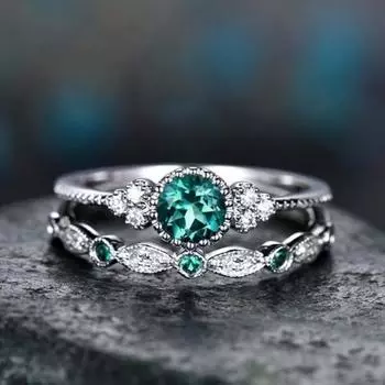 2 шт./компл. изысканные обручальные кольца с гладкой поверхностью, простые женские кольца с кубическим цирконием, очаровательные ювелирные изделия US 6 синий