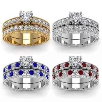 2 шт./компл. изысканный комплект колец в форме сердца, очаровательное белое кольцо с цирконом для женщин, обручальное кольцо, ювелирное изделие, подарок 5