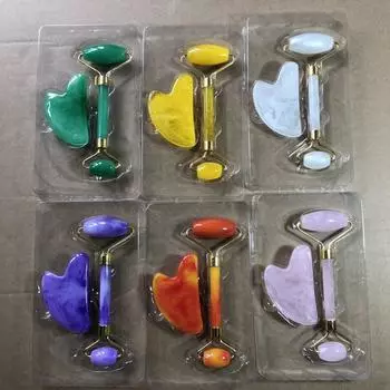 2 шт./компл. камень Гуа Ша для массажа лица розовый кварц нефритовый камень массажный ролик для лица скребок Гуа Ша доска without box белый