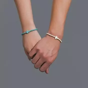 2 шт./компл. классический бирюзовый браслет с крестом из бисера пара эластичная веревка модная текстура вечерние ювелирные изделия подарок наручные аксессуары