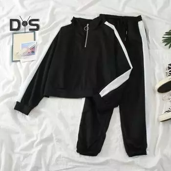 2 шт./компл., комплект из толстовки и брюк, воротник-стойка, молния, свободная мягкая эластичная талия, широкие карманы на щиколотке, одинаковые по цвету женские осенне-весенние спортивные костюмы XL серый