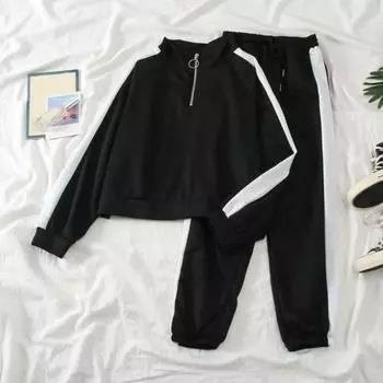 2 шт./компл., комплект из толстовки и брюк, воротник-стойка, молния, свободная мягкая эластичная талия, широкие карманы на щиколотке, одинаковые по цвету женские осенне-весенние спортивные костюмы XL серый