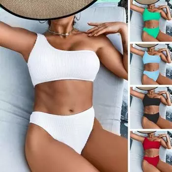 2 шт./компл., комплект летних купальников, один цвет, с плотными плечами, однотонный, без рукавов, с мягкой подкладкой, для купания, с беспроводной связью M зелёный