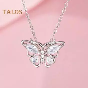 2 шт./компл., комплект ожерелья и серег, блестящие стразы, подвеска в форме бабочки, ожерелье, серьги-гвоздики, комплект ювелирных изделий, подарок зелёный