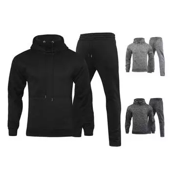 2 шт./компл. комплект спортивных штанов с капюшоном, свободный однотонный мягкий пуловер на шнурке, сохраняющий тепло, защита шеи с длинными рукавами, зимний спортивный костюм для бега