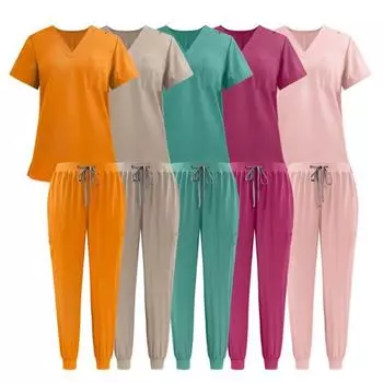 2 шт./компл. комплект унисекс больничной формы с v-образным вырезом и короткими рукавами, карманы, топы, брюки с эластичной резинкой на талии, быстросохнущие больничные стоматологические скрабы для медсестер, униформа S темно-синий