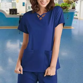 2 шт./компл. комплект унисекс больничной формы с v-образным вырезом и короткими рукавами, карманы, топы, брюки с эластичной резинкой на талии, быстросохнущие больничные стоматологические скрабы для медсестер, униформа M оранжевый