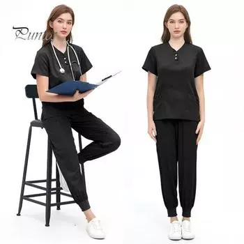 2 шт./компл. комплект унисекс больничной формы с v-образным вырезом и короткими рукавами, карманы, топы, брюки с эластичной резинкой на талии, быстросохнущие больничные стоматологические скрабы для медсестер, униформа S синий