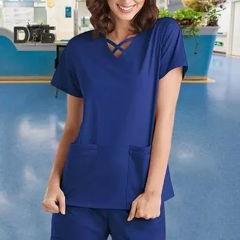 2 шт./компл. комплект унисекс больничной формы с v-образным вырезом и короткими рукавами, карманы, топы, брюки с эластичной резинкой на талии, быстросохнущие больничные стоматологические скрабы для медсестер, униформа M королевский синий