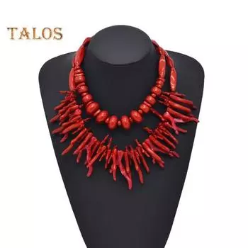 2 шт./компл., комплект женского ожерелья из искусственного коралла, штабелируемые богемные рисовые бусины, регулируемая длина, гладкие женские украшения для отдыха, пляжа, шеи красный