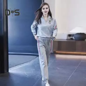 2 шт./компл., комплект женской спортивной одежды, свободные брюки с длинными рукавами, соответствующий цвету, воротник-стойка, толстовка с эластичной резинкой на талии, брюки с ремешками на щиколотке, спортивная одежда, повседневная одежда 4XL чёрный