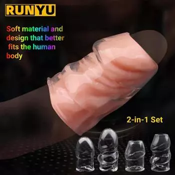 2 шт./компл. короткое противоскользящее кристально прозрачное кольцо для головки пениса с рукавом для головки сенсорного уменьшения кольца для блокировки спермы кольцо для члена для мужчин As the picture