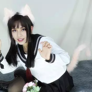 2 шт./компл. кошачьи уши и хвост комплект для взрослых и детей кошачьи уши повязка на голову регулируемый пояс кошачий хвост аксессуары комплект костюм аксессуары вино красного