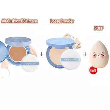 2 шт./компл. крем-подушка Bb + рассыпчатая пудра, осветляющая кожу для покрытия темных кругов и пятен, пудра-пудра