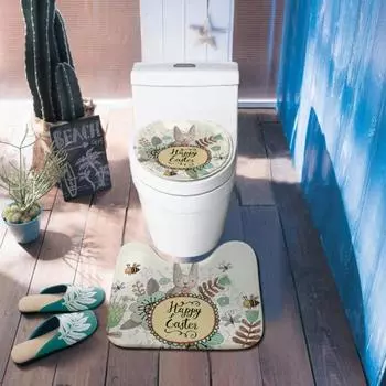 2 шт./компл., крышка для унитаза с мультяшным кроликом, противоскользящий ковер, коврик для пола