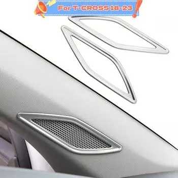 2 шт./компл., крышка передней стойки автомобиля из нержавеющей стали, кольцо-наклейка на динамик для VW Volkswagen Tcross T-cross 2018-2023, наклейки, аксессуары sliver