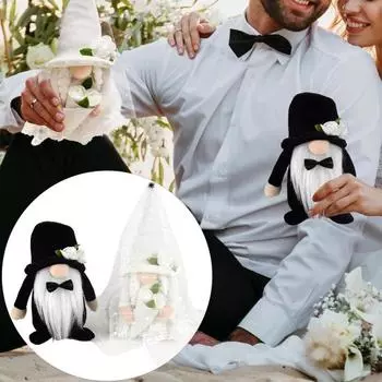 2 шт./компл., кукла жениха и невесты, кружевной дизайн, гибкая ткань для рук, цветочный орнамент в носу, свадебный гном, плюшевые фигурки, свадебные сувениры 2pcs