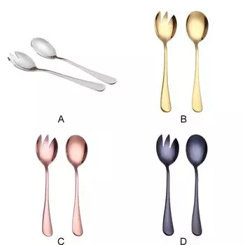 2 шт./компл. ложка для салата, вилка, набор столовых приборов из нержавеющей стали, набор сервировочных ложек, красочная уникальная посуда, кухонные аксессуары