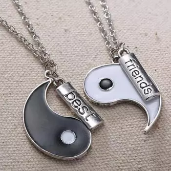 2 шт./компл. лучшие друзья Тай Инь Ян резной барный кулон разделенное ожерелье подарок One Size