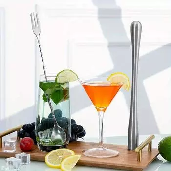 2 шт./компл., мадлер для коктейлей из нержавеющей стали с барной ложкой для смешивания, мадлер для коктейлей, мешалка для длинных напитков, барменская ложка, аксессуары для бара