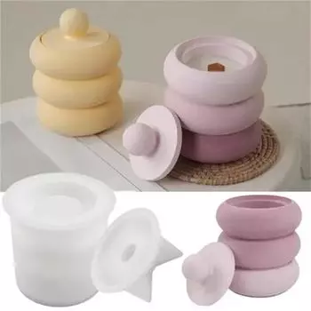 2 шт./компл. маленькие банки для горшков, силиконовые формы с крышкой для бетона, штукатурки, эпоксидной смолы, ремесло «сделай сам» 2pcs/set