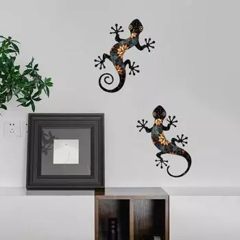 2 шт./компл. металлический геккон настенное украшение для дома, офиса, гостиной, внутренней и наружной стены