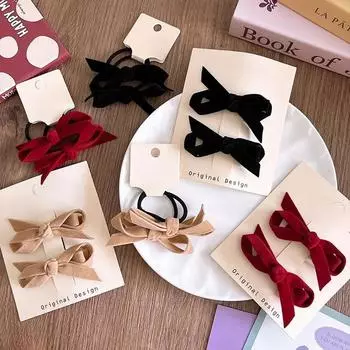 2 шт./компл. Милая элегантная повязка на голову принцессы для девочки, милая бархатная повязка на голову с бантом для детей, заколки BB, модные детские головные уборы Hair band