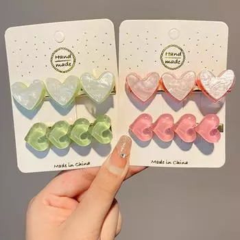 2 шт./компл., милая челка с боковой заколкой, розовая персиковая заколка в форме сердца, заколка для челки, заколки для женщин и девочек, заколка для волос, BB-зажим style 3