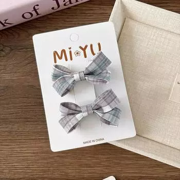 2 шт./компл. Милая клетчатая детская заколка для волос для девочки, корейская мода, ретро, милый бант, детская заколка для волос, кавайные аксессуары для волос, головной убор фиолетовый